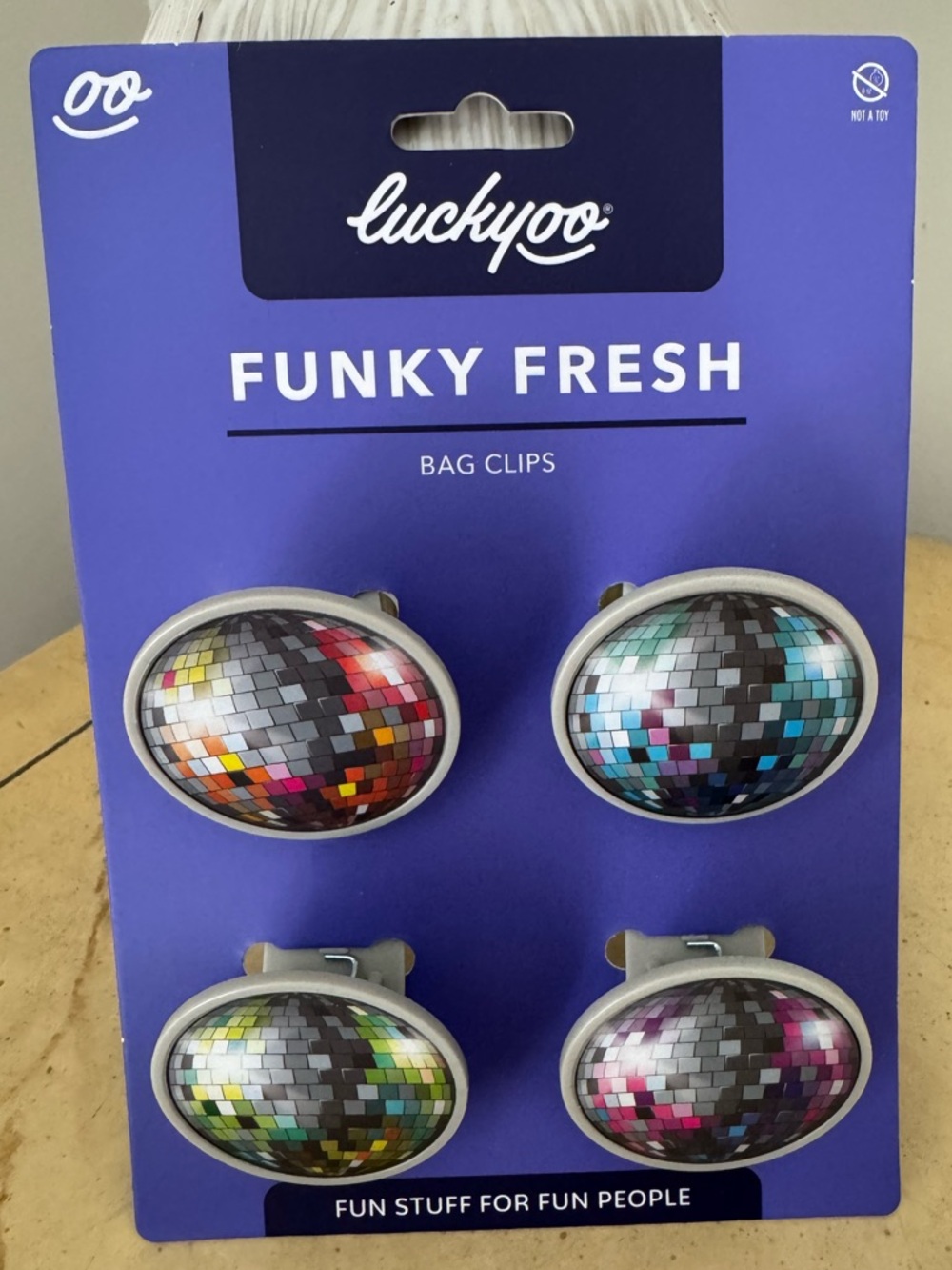 Luckyoo Funky Fresh Disco Bag Clips - Multicolor Set of 4